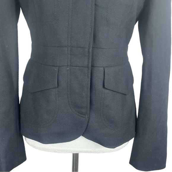 Classic Black Mock Neck Military Inspired Wool Jacket - Picture 3 of 14